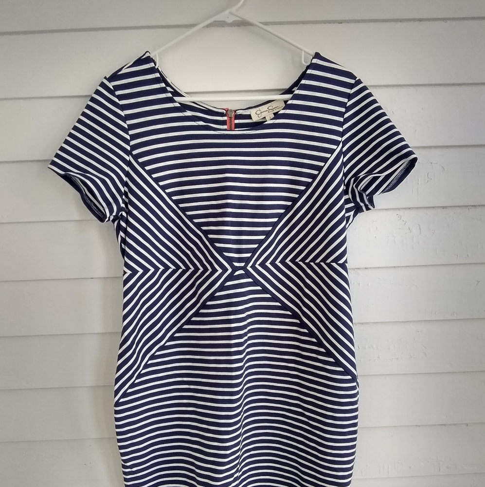 Jessica Simpson Large Maternity Dress Navy Stripes